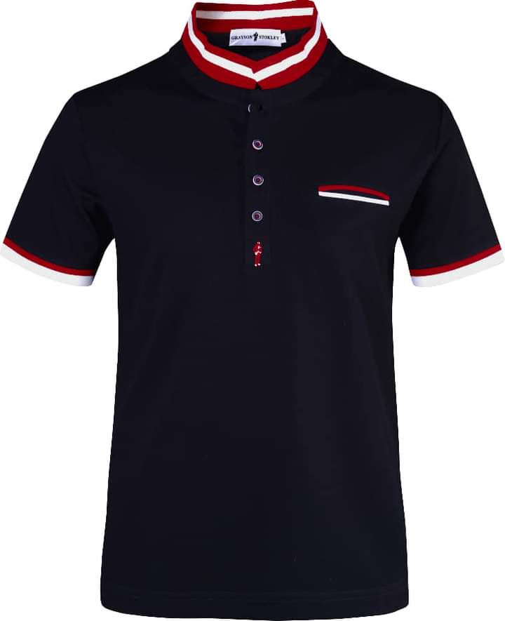 GS Custom Tailor Fit Stand Up Collar Pocket Square Polo (Black